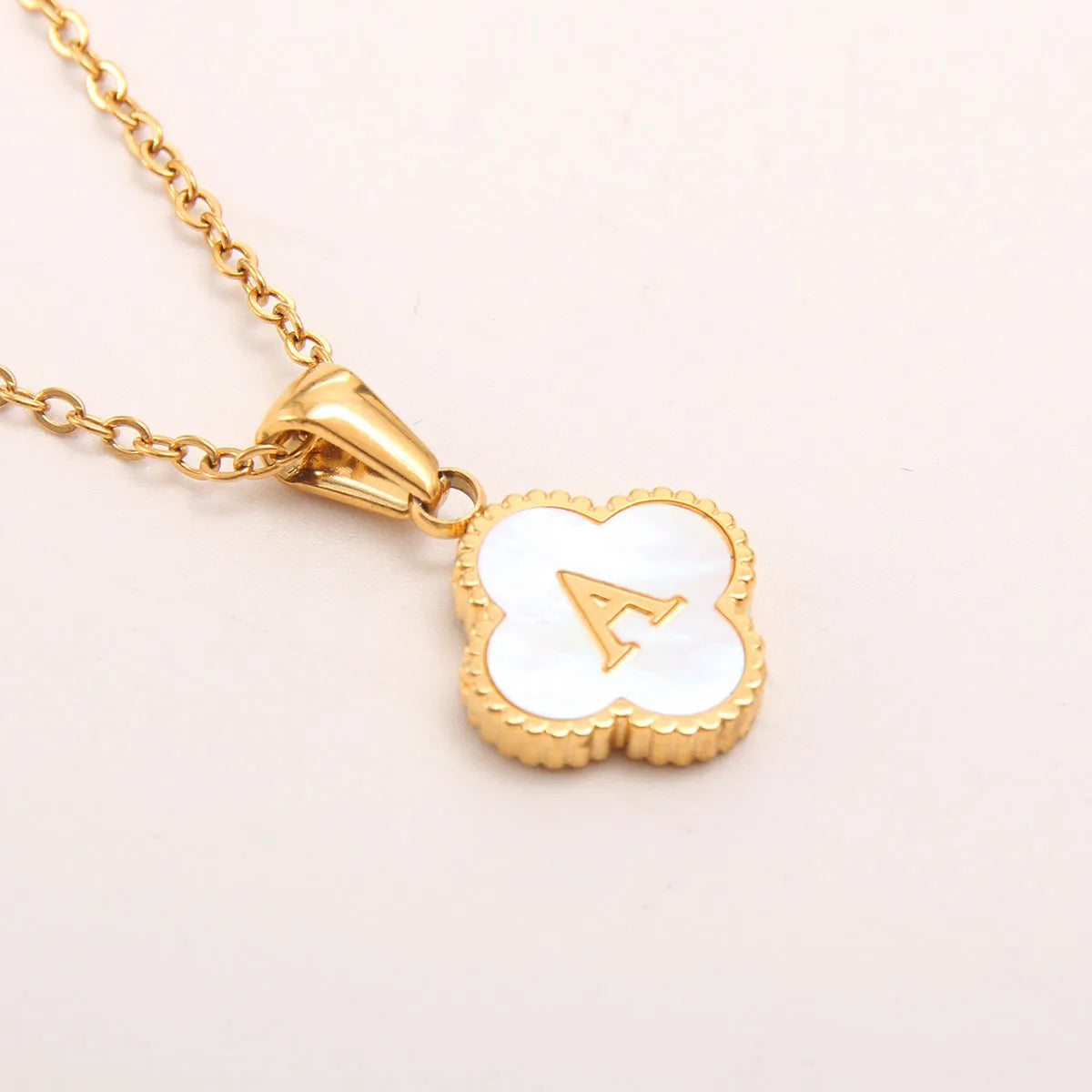 18K Gold Clover Initial Necklace