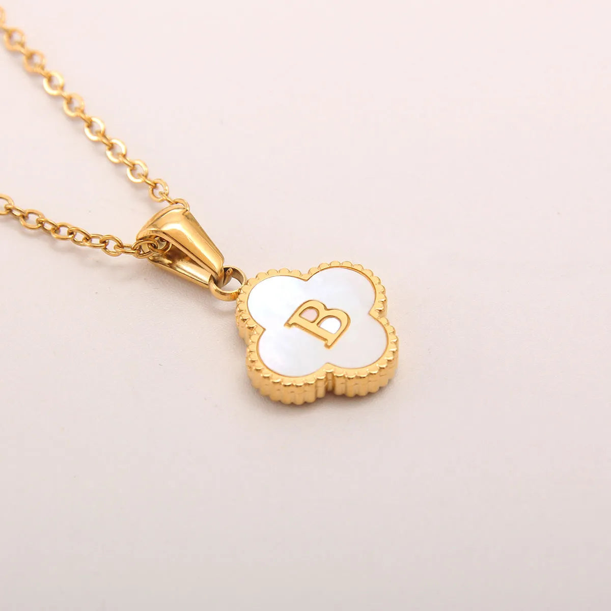 18K Gold Clover Initial Necklace