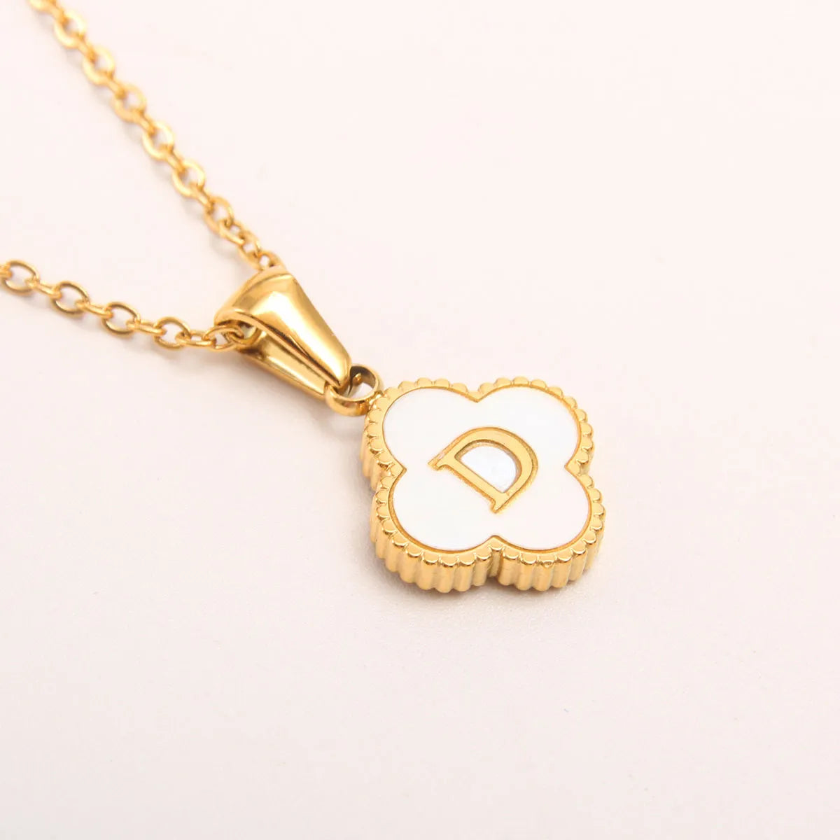 18K Gold Clover Initial Necklace