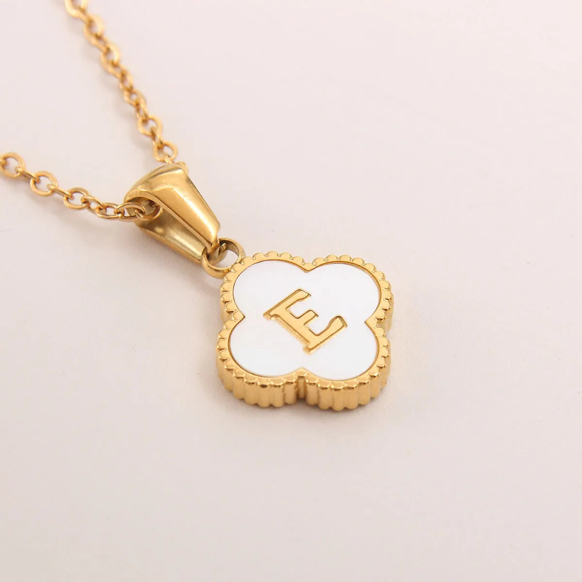 18K Gold Clover Initial Necklace