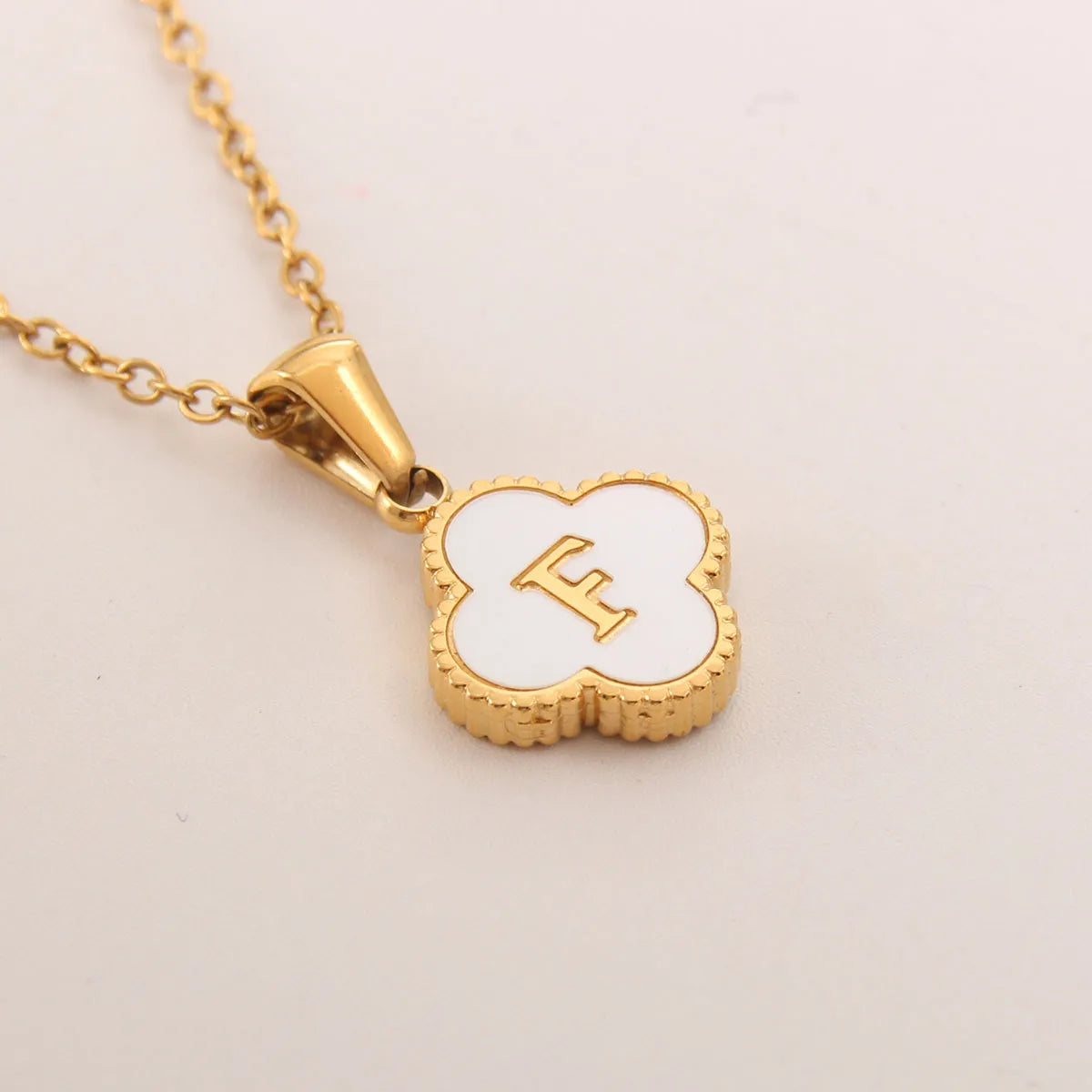 18K Gold Clover Initial Necklace