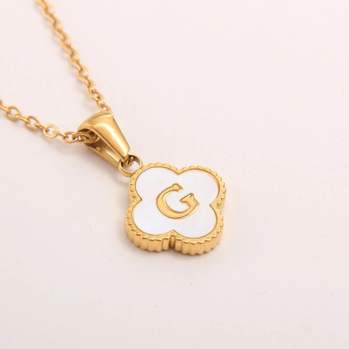 18K Gold Clover Initial Necklace