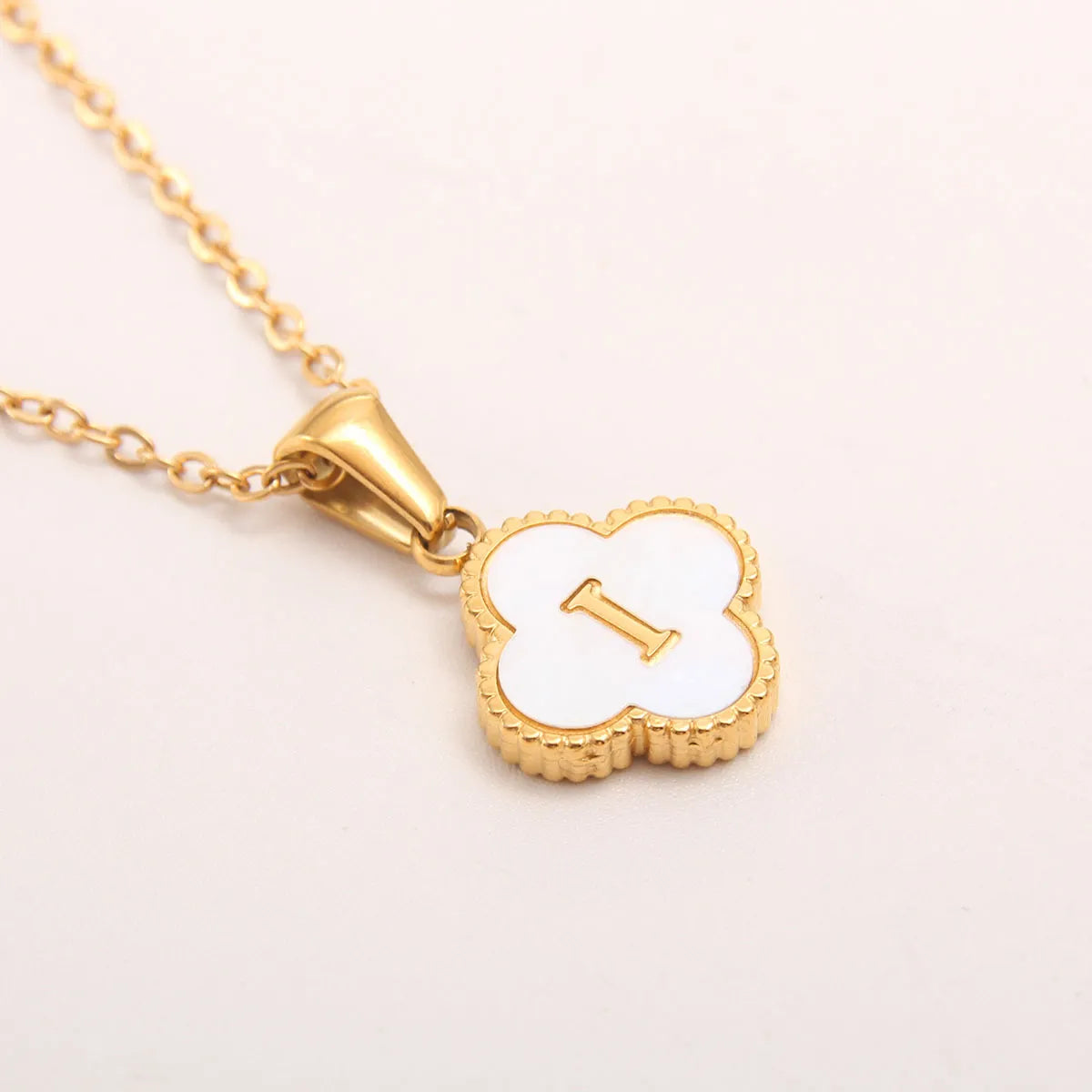 18K Gold Clover Initial Necklace