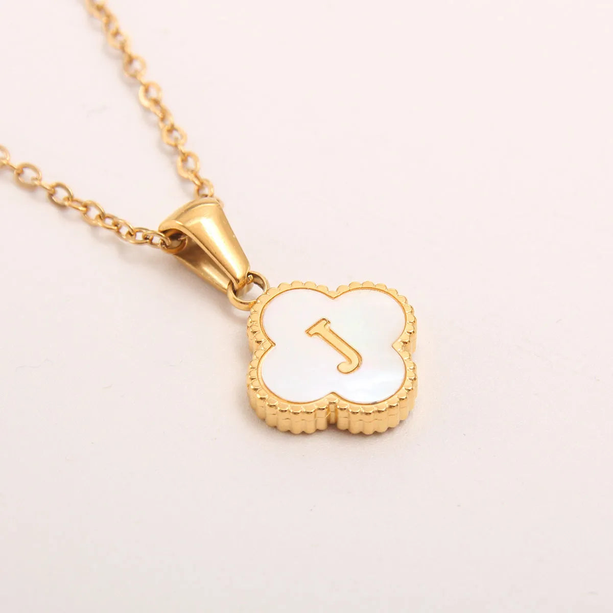 18K Gold Clover Initial Necklace