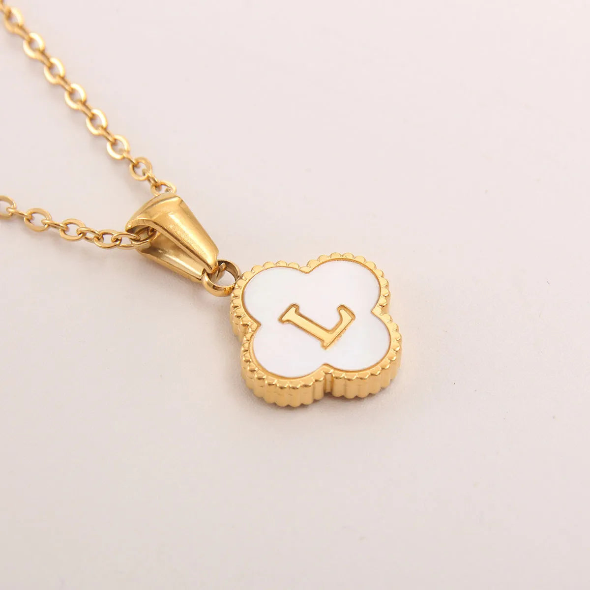 18K Gold Clover Initial Necklace