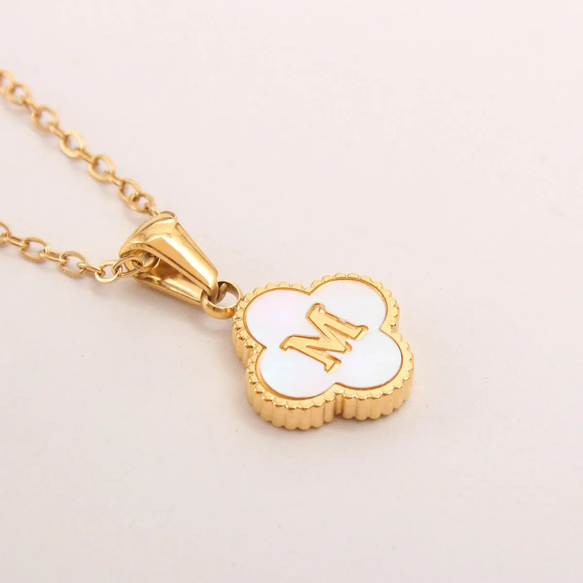 18K Gold Clover Initial Necklace