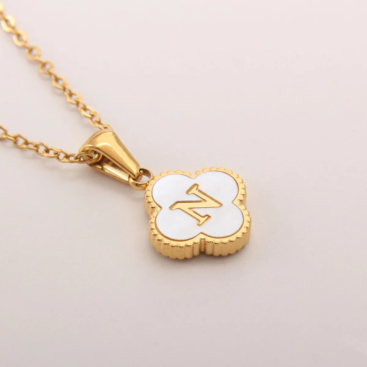 18K Gold Clover Initial Necklace