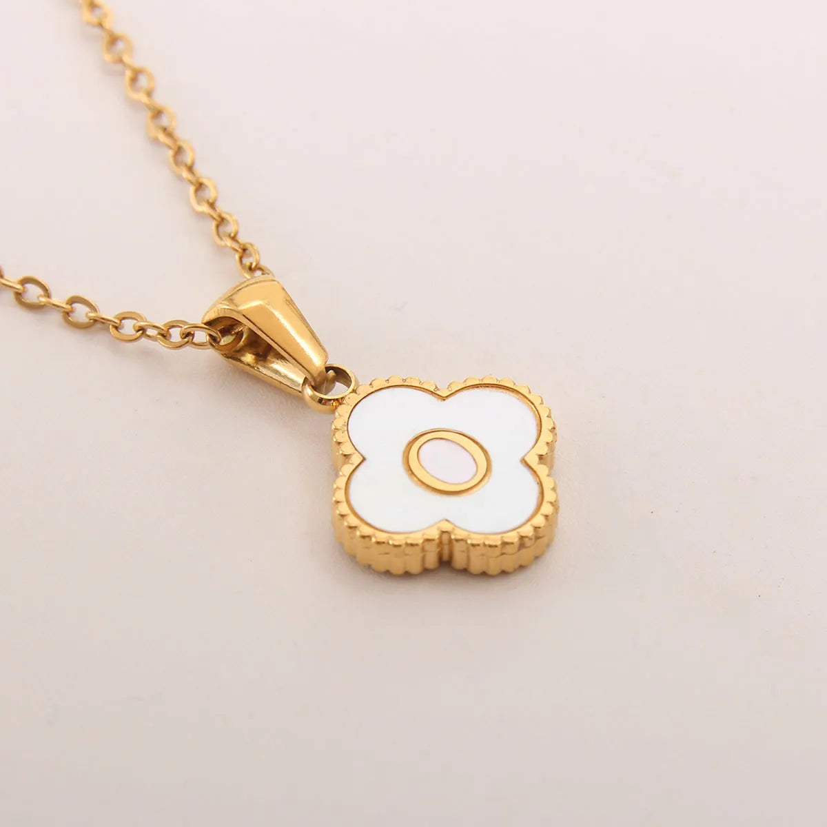 18K Gold Clover Initial Necklace