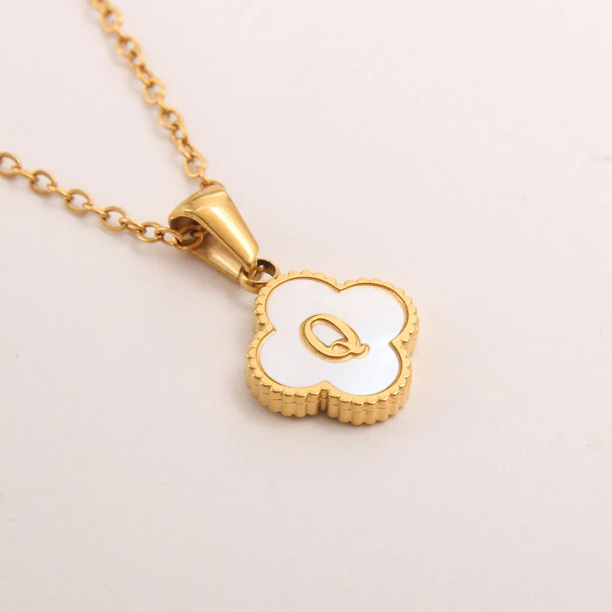 18K Gold Clover Initial Necklace