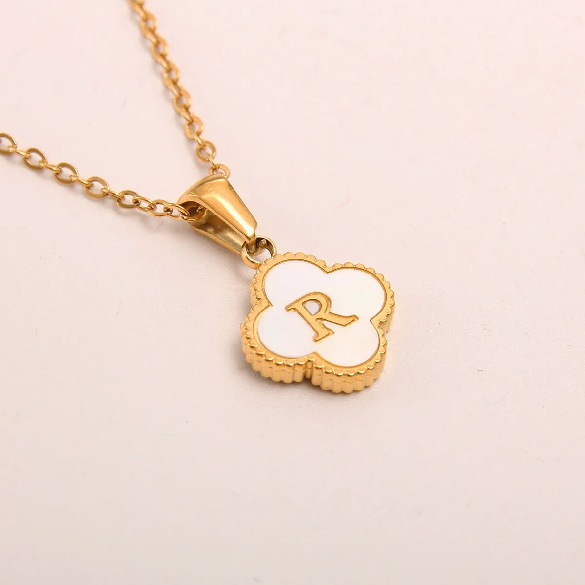 18K Gold Clover Initial Necklace