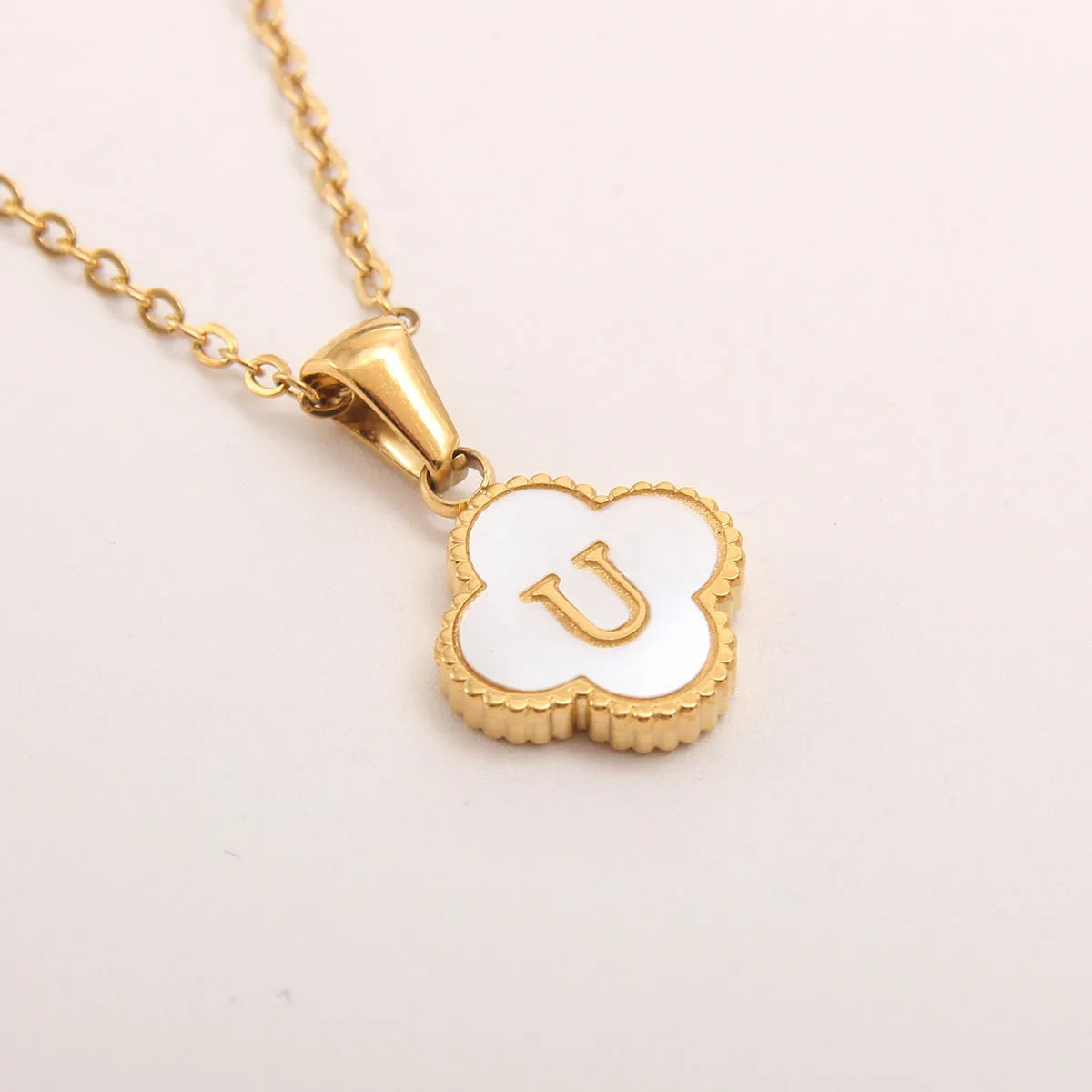 18K Gold Clover Initial Necklace