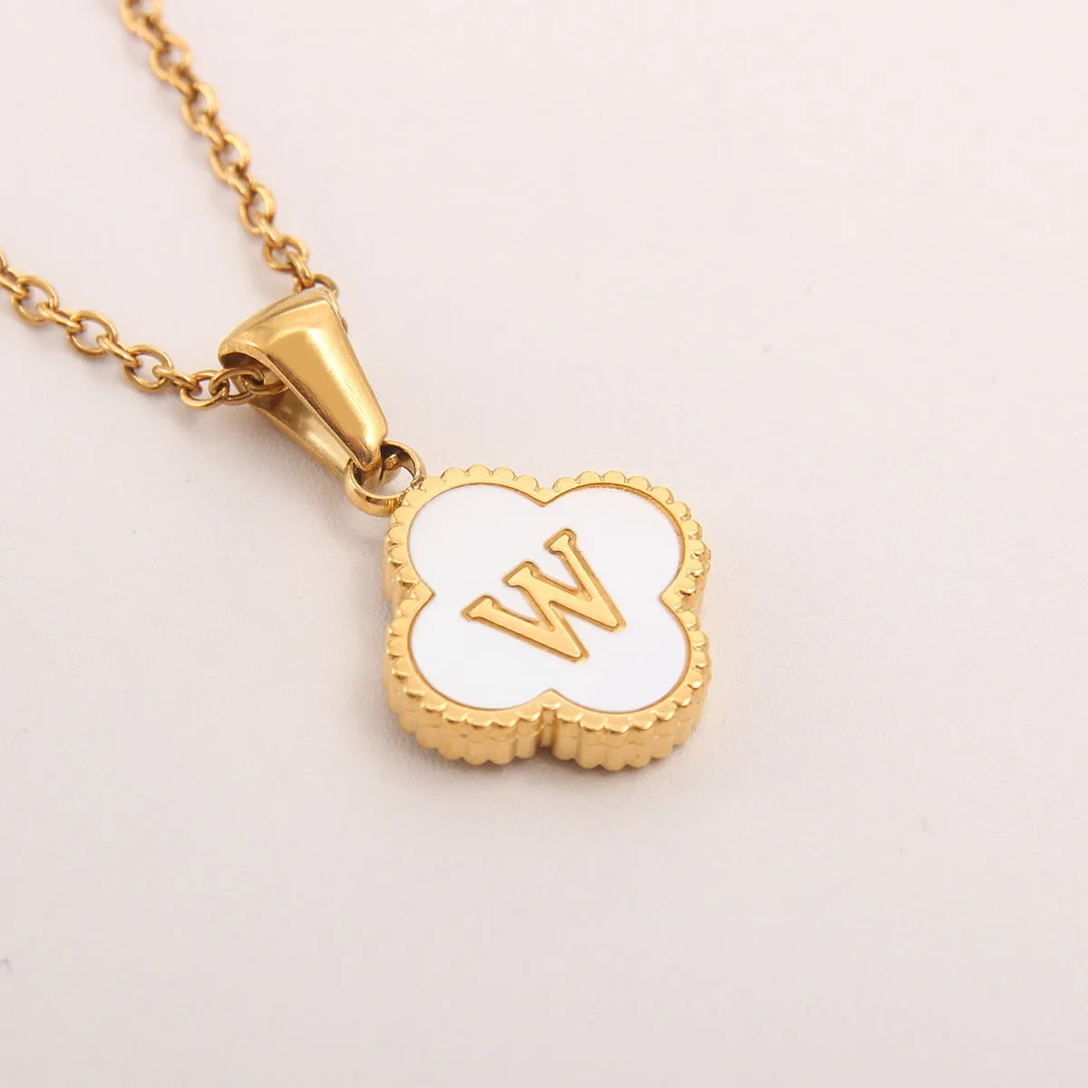 18K Gold Clover Initial Necklace