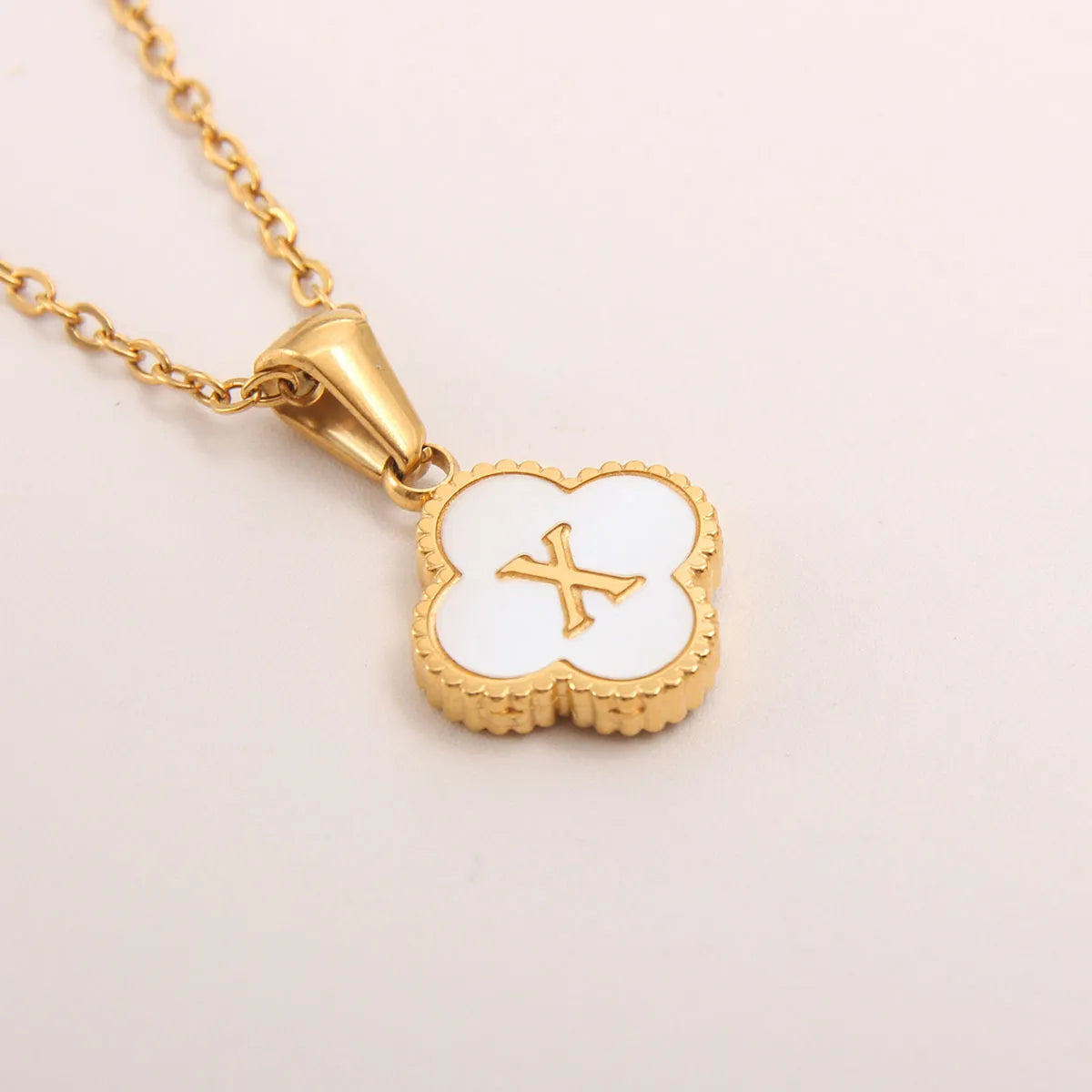 18K Gold Clover Initial Necklace