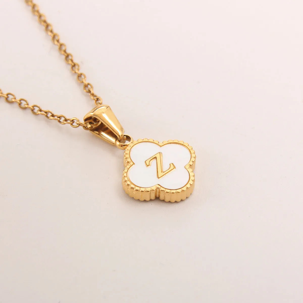 18K Gold Clover Initial Necklace